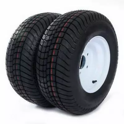 Two 205/65-10 20.5x8.0-10 20.5x8-10 Trailer Tire On Rim LRE 5 Lug White Wheel • $173.12