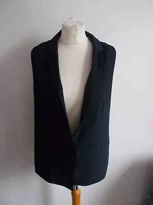 Women's Zara Navy Blue Collared V Neck Waistcoat Vest  Size M • £13.95