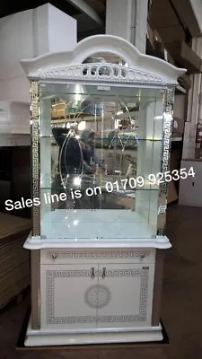 £930 • Buy Versace Design White & Silver Italian High Gloss 2 Door Display Cabinet
