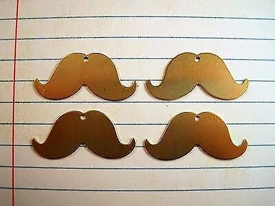 Raw Brass Mustache Charm Stampings (4) - MBRA944 Jewelry Finding • $2.25