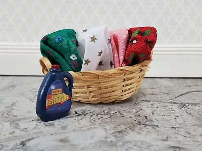 Dollhouse Basket Of Laundry With Detergent And Fabric 1:12 Scale Miniature Decor • $7.75