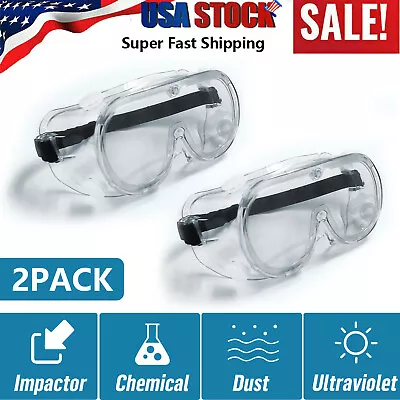 2Pack Adults Safety Transparent Goggles Lab Work Eye Protective Eyewear Glasses • $5.78