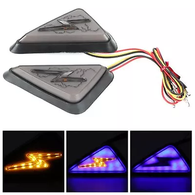 Blue Yellow 2pcs LED Motorcycle Turn Signal Light Doucle Color Light Turn Signal • $12.40