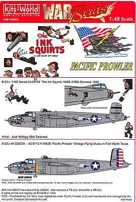 Kits World Decals 1/48 B-25J MITCHELL Bomber Pacific Prowler & The Ink Squirts • $12.99