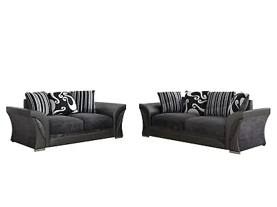 Fabric Sofa 3 2 1 Swivel Chair Grey Black Or Beige Brown • £319