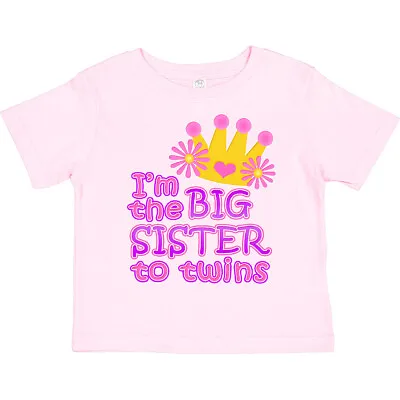 Inktastic I'm The Big Sister To Twins. Toddler T-Shirt Pink Crown Child Kid • $13.99