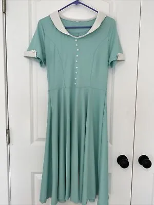 Womens Retro 50s Waitress Nurse Theater Drama Costume Mint Green Dress M • $10