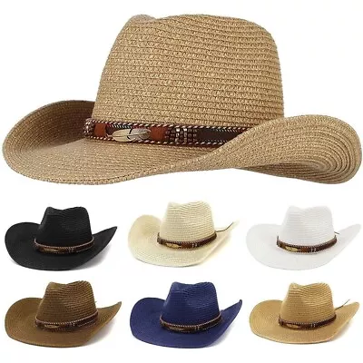 Hats Jazz Cap Sunscreen Women Straw Cap Straw Cowboy Hat Men Cowboy Hat Sun Hat • $13.13