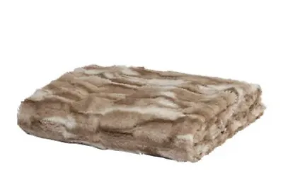 Pacey Pelted Faux Fur Plush Throw Blanket In Natural Brown By Marlo Lorenz 50x60 • $18.49