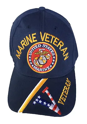 U.S. Marine Corps Marine Veteran  Redwhite& Blue V Veteran On Bill Navy Hat • $11.79