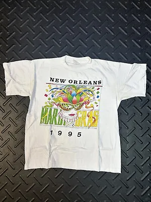 Vintage 1995 Tropics T Shirt New Orleans Mardi Gras Jester Party Sz Large White • $19.88