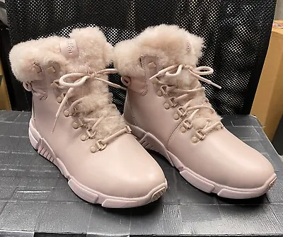 Mark Nason Block-Chalet Pink Leather Sneaker Boots With Shearling Size 7.5 New • $37