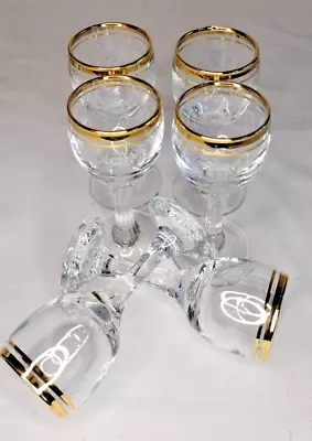 Set Of 6 Valencia Hand Decorated Cordial Glasses - MCM Style With 24 Karat Gold • $39.99