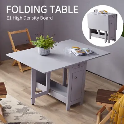 $153 • Buy Folding Table Coffee Dining Desk Drawers Extendable Storage Cabinet 120cm