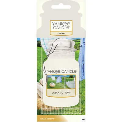 Yankee Candle Car Jar Air Freshener Freshner Fragrance Scent 2D - Clean Cotton • £3.39