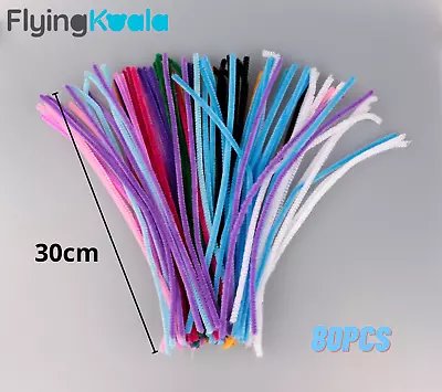 80PCS Infuse Pipe Cleaners Chenille Craft Sticks Mixed Colours 30cm • $5.25