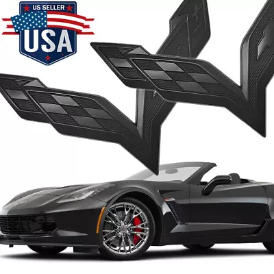 2PCS Black Cross Flag Symbol Emblem For Corvette C7 Front&Rear Badge 2014-2019 • $16.99