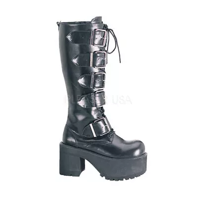 Demoniacult Ranger-318 Black PU Platform Knee Boot IN-STOCK • £75