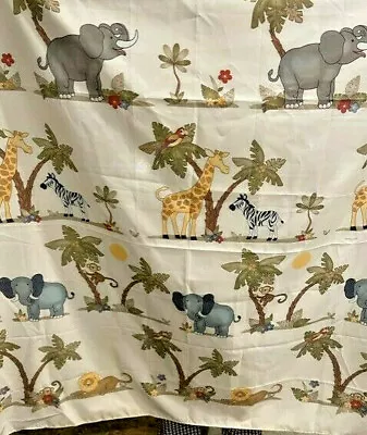 JUNGLE Shower Curtain With Monkeys Lions Elephants And Zebras 70 In • $13.99