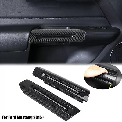 2pcs Interior Door Handle Trim Cover Frame For Ford Mustang 2015+ Carbon Fiber • $25.69