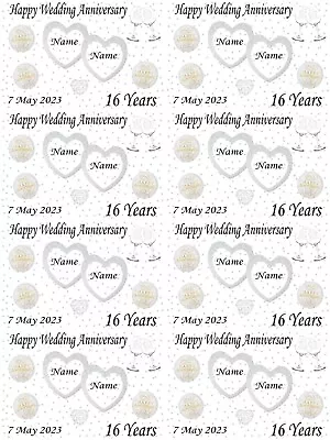 Personalised 16th Wedding Anniversary Gift Wrapping Paper ADD NAMES & DATE • £4.19