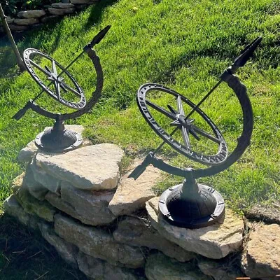 Cast Iron Vintage Armillary Garden Sundial Table Top (Set Of 2) • £47.99