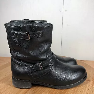 La Canadienne Boots Womens 8.5 M Engineer Buckle Bicker Black Leather Waterproof • $49.97