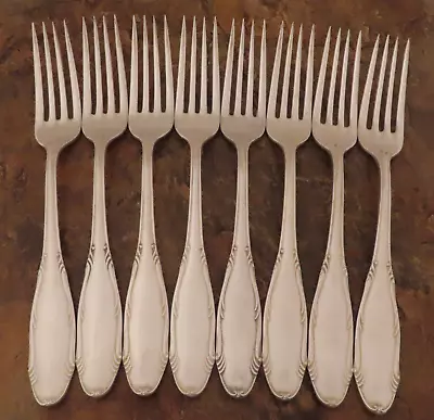 FA 100 Germany 8 Dinner Forks Rostfrei Vintage Silverplate Flatware Lot B • $52.98