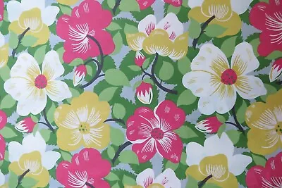 Schumacher Curtain Fabric Design  Magnolias  3.6 Metres Poppy & Yellow • £96.50