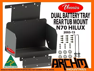 VONNIES Dual Battery Tray TUB MOUNT Suits N70 Toyota Hilux KUN26R / GGN 2005-15 • $119