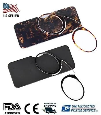 Thin Reading Glasses Armless Nose Resting For Men Women + Carrying Case • $13.88