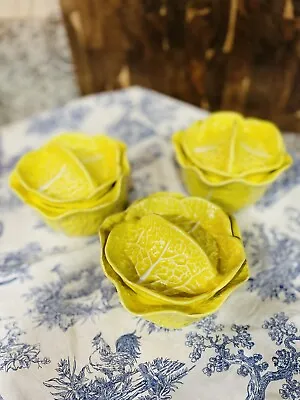 Secla Yellow Cabbage Ware Soup Tureen Bowls With Lids Portugal Vintage Majolica • $63.16