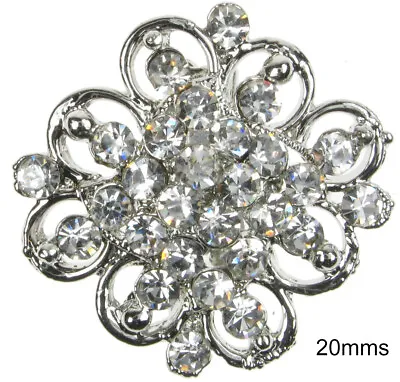 Brooch Silver Wedding Favour Diamante Vintage Pin Bridal Bouquet Shoe Cake Newuk • £1.99