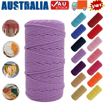 $9.99 • Buy 3/4/5/6mm Natural Cotton Twisted Cord Craft Macrame Artisan Rope Weaving Wire AU