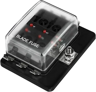 6-Way RV Fuse Block Blade Fuse Box DC12~32V 12V Junction Box Jtron LED Indicator • $14