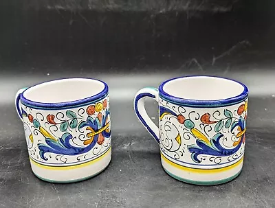 Set/2 Vintage Ceramica Italian Pottery Demitasse Espresso Cups 2.75  Italy  • $26.39