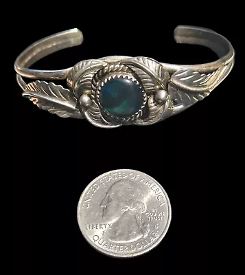 Vintage Native American Sterling Bracelet-Gorgeous Opal-Cat's Eye Like Stone • $59.99