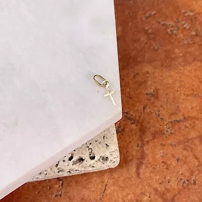 $25.99 • Buy 14KT Yellow Gold TINY Baby Sized Cross Pendant Or Earring Use As Charm 14mm 