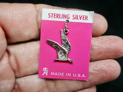 Vintage-Made In USA Sterling Silver Seagull Charm On Original Card • $10.12