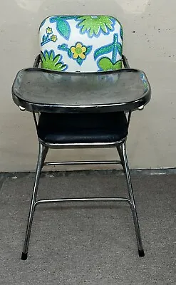 Vintage Baby High Chair Mid Century Modern Metal Chrome Atomic Folding • $75