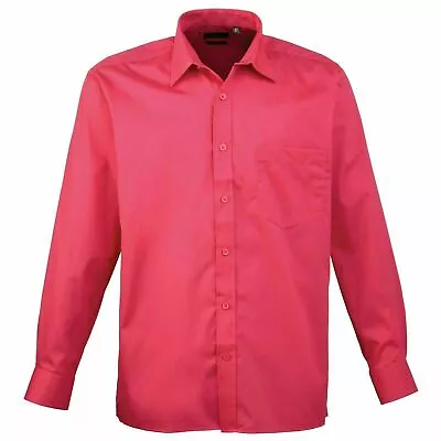 Premier Mens Poplin Shirt Classic Stylish Long Sleeve Office Work Formal Shirts  • £16.38