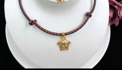 Versace Medusa Braided Leather Necklace • $399.99