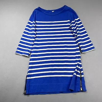 J Crew Maritime Side Zipper Dress Womens M Blue Striped Nautical Sailor Tshirt • $11.99