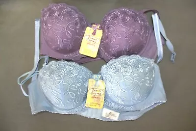 BEAUTE EXPRESS Womens Bras Size 36C Purple & Blue Padded/underwire Lot Of 2 NEW • $16.93