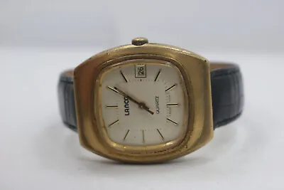 Vintage Mens Lanco 809-227 Swiss Calendar Watch Gold Tone New Batt • $60