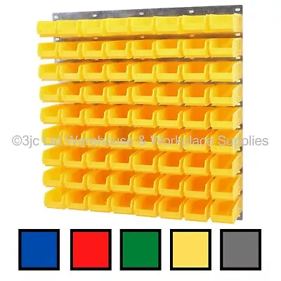 NEW UK Made Plastic Parts Storage Bins Boxes With Steel Wall Louvre Panel SET 14 • £93.84