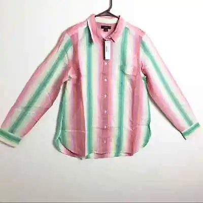 J.Crew Classic-fit Boy Shirt In Rainbow Stripe 10 • $25