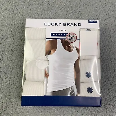 Lucky Brand Ribbed Tanks Medium 4 Pack White Tag Free Mens New • $11.20