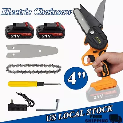 Cordless Mini Chainsaw Electric Chain Saw Wood Cutter Cutting Tool W/ 2Batteries • $39.98
