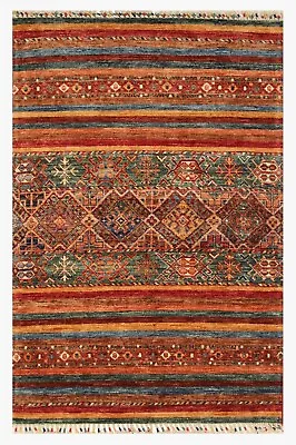 3 X 5 Ft Multicolor Khorjin Afghan Hand Knotted Wool Tribal Area Rug • $399